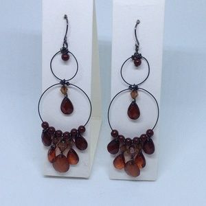 brown resin chandelier earrings